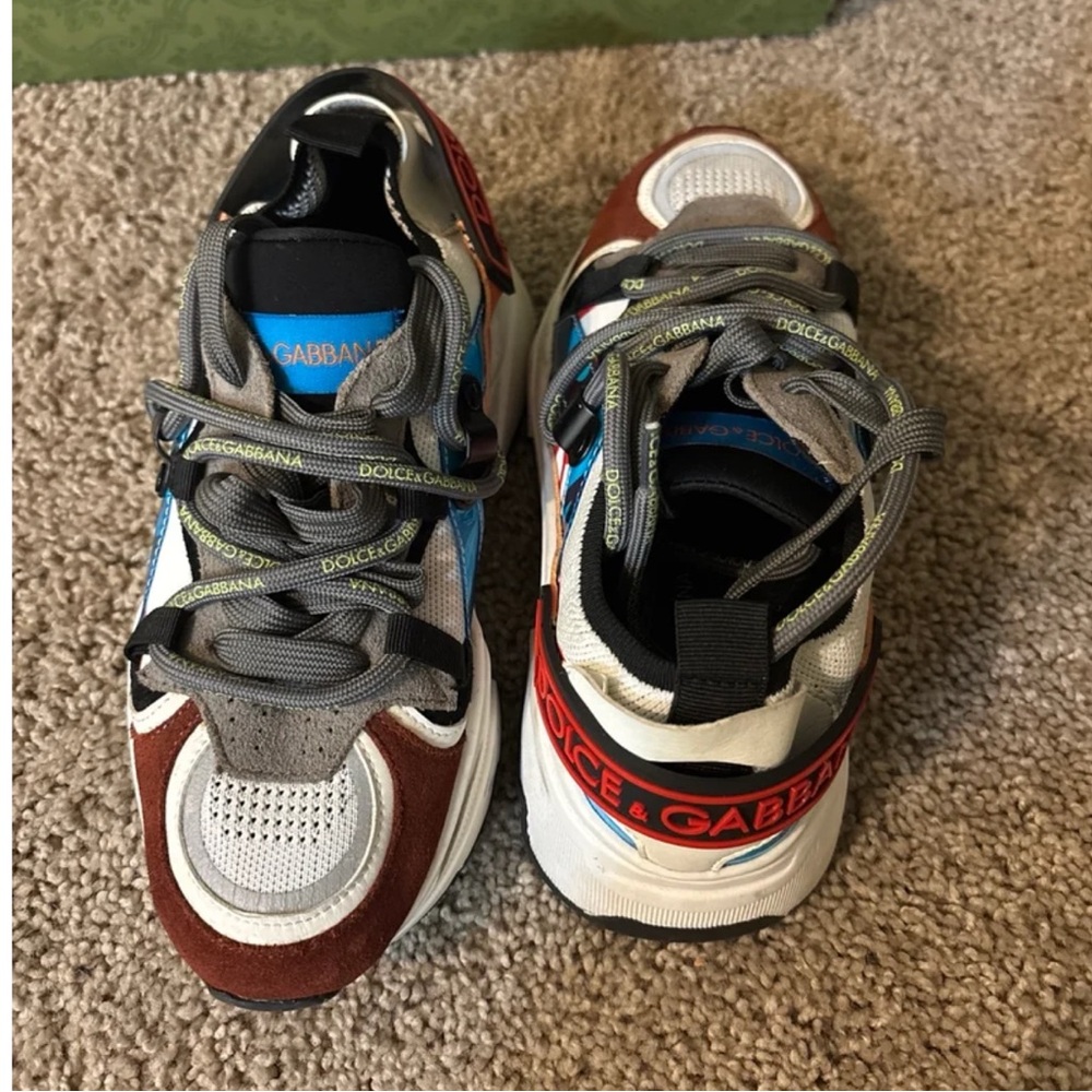 Dolce & Gabbana Kids Sneakers in Blue, Brown, and White
